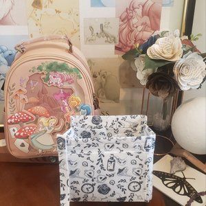 Loungefly Alice In Wonderland Disney Convertible Backpack to Purse Organizer